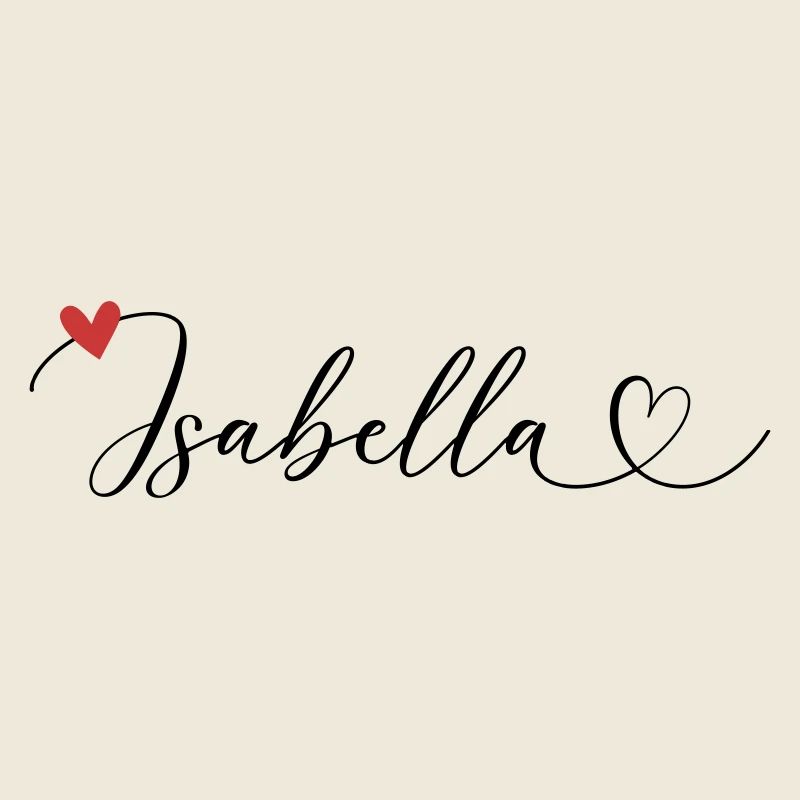 Isabella Last name First name Calligraphy heart