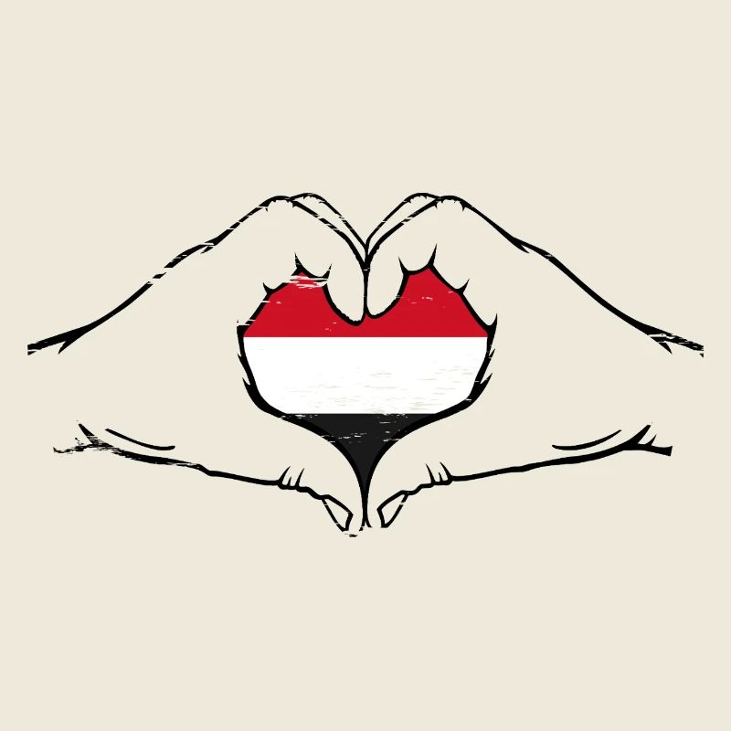 Yemen Flag Heart Shape