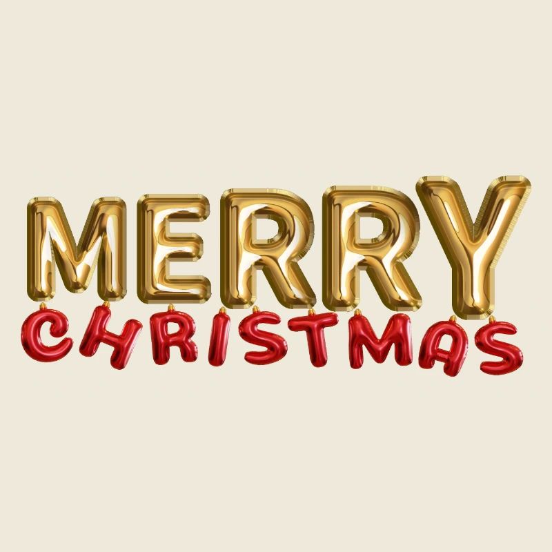 Merry Christmas Baloon look gold red