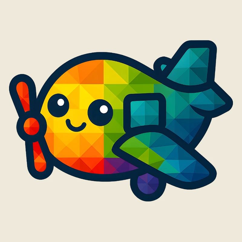 WPAP polygon Kawaii Style bébé jouet avion