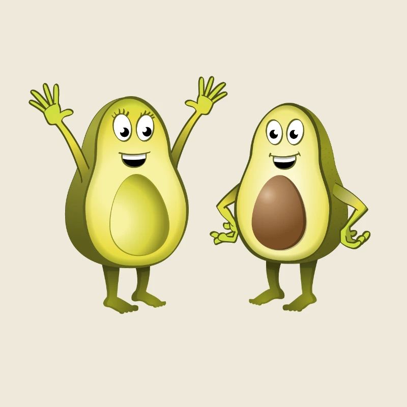 Fröhliche Illustration von zwei Avocados