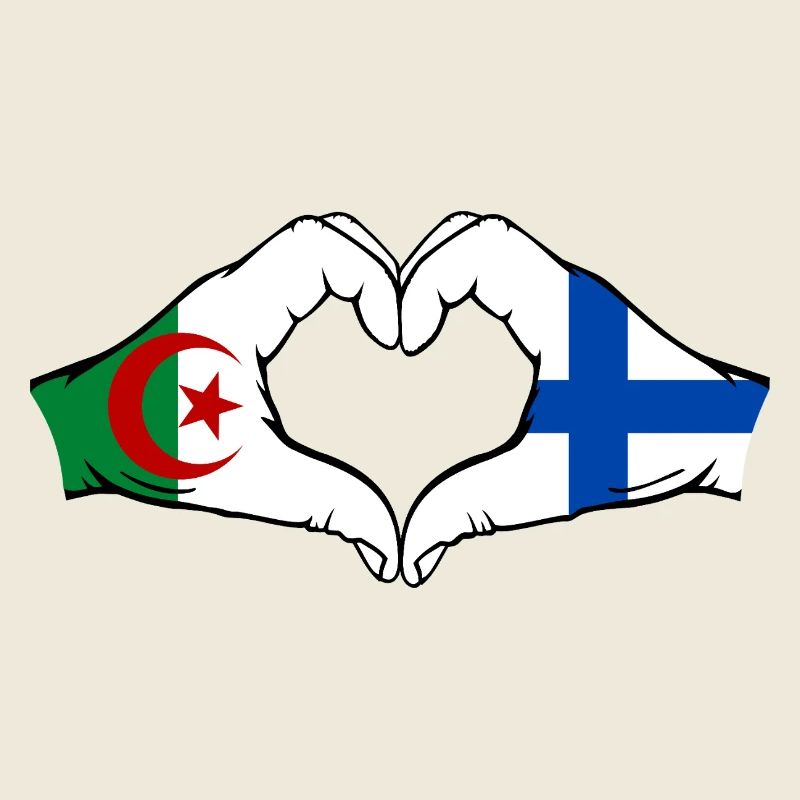 Algeria Finland Flag Hands Heart Shape