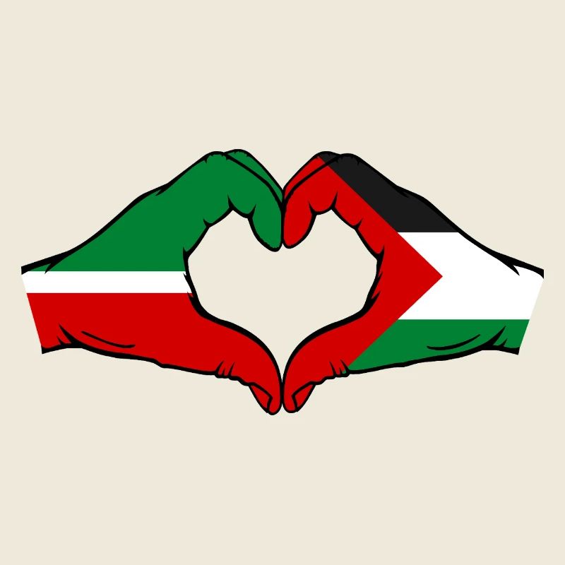 Tatarstan Palestine Drapeau Mains Coeur Forme