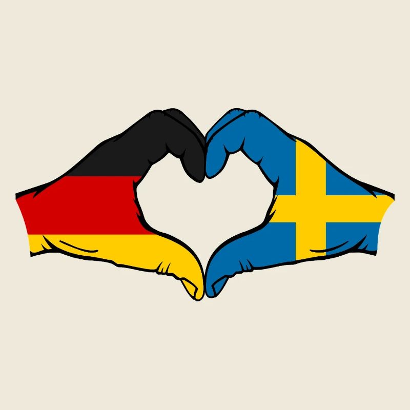 Allemagne Suède Drapeau Mains Coeur Forme