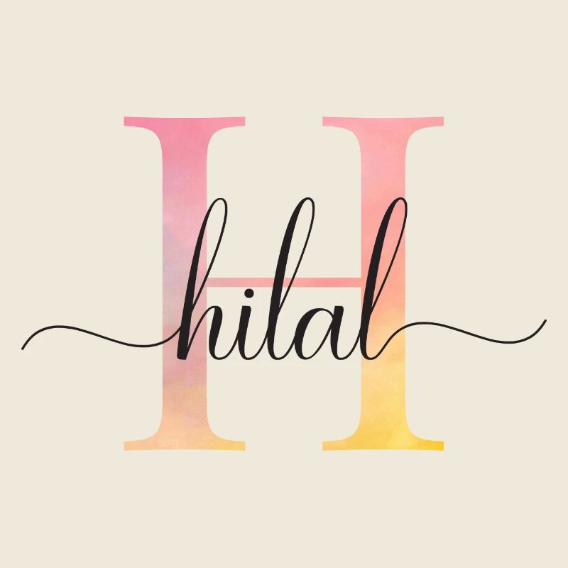 H | Monogram | Name | Hilal |Watercolor