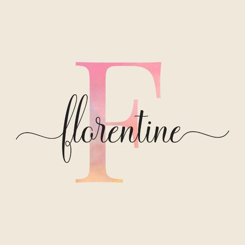 F| Monogram | Name | Florentine |Watercolor