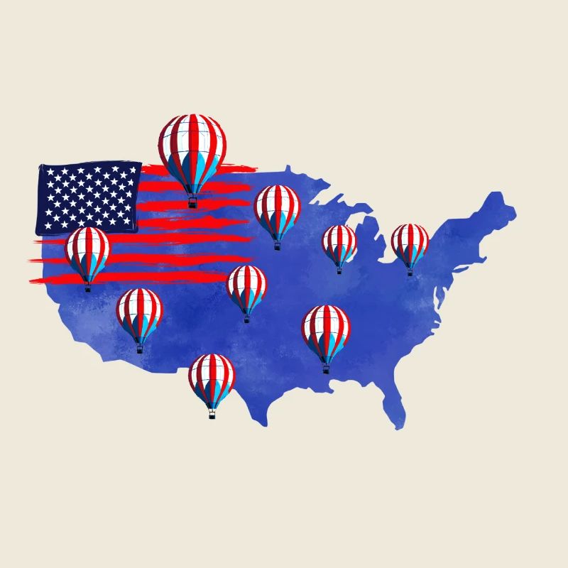 America Hot Air Balloon Flag