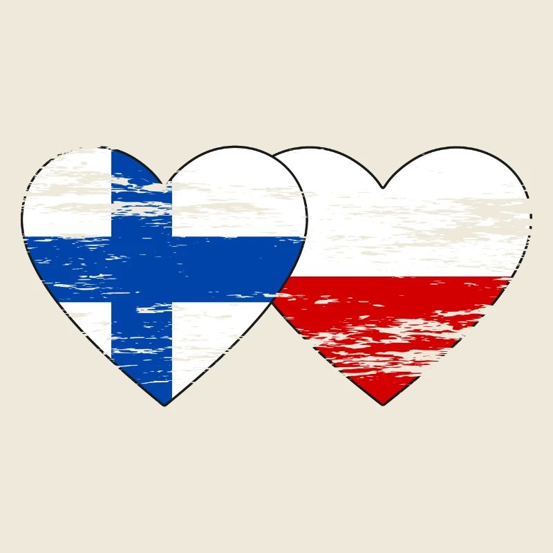 Finlande Pologne Drapeau Coeur utilisé