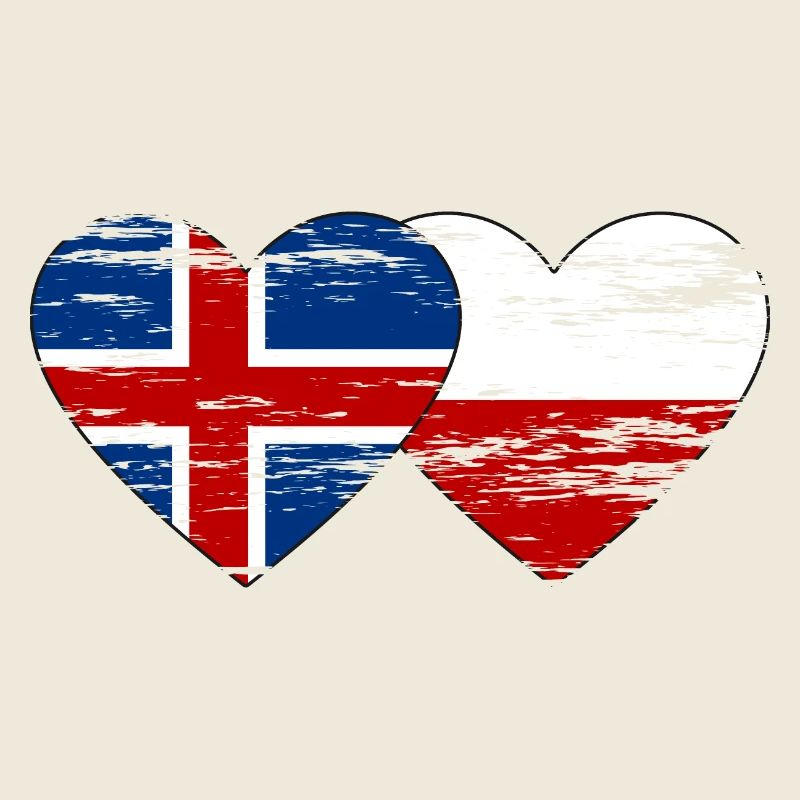 Island Polen Flagge Herz used