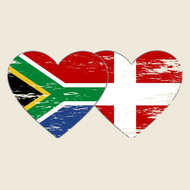 Afrique du Sud Drapeau Danemark forme de coeur utilisé