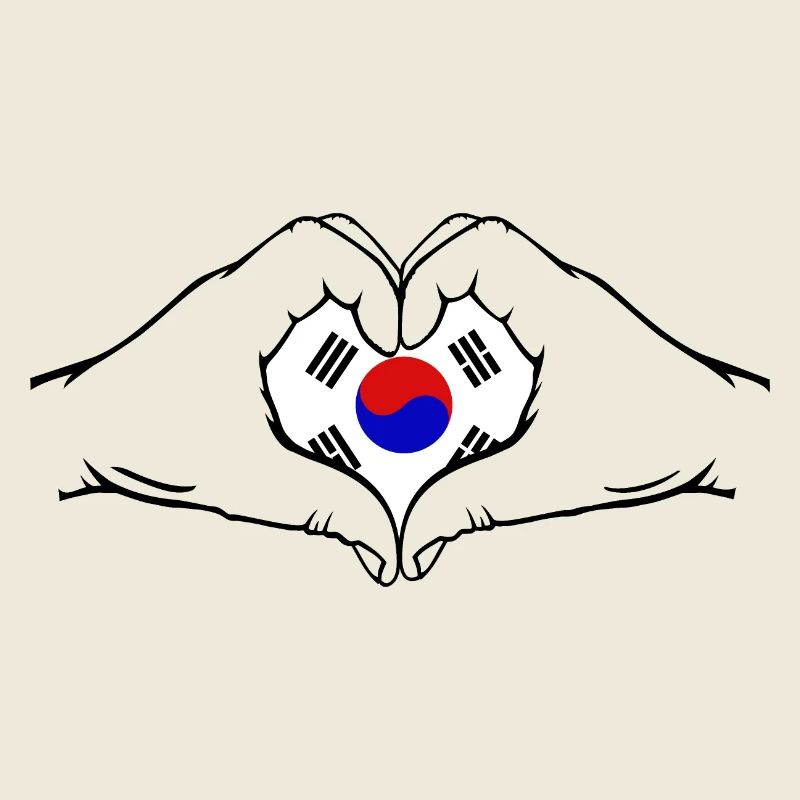 Südkorea Flagge Hände Herzform