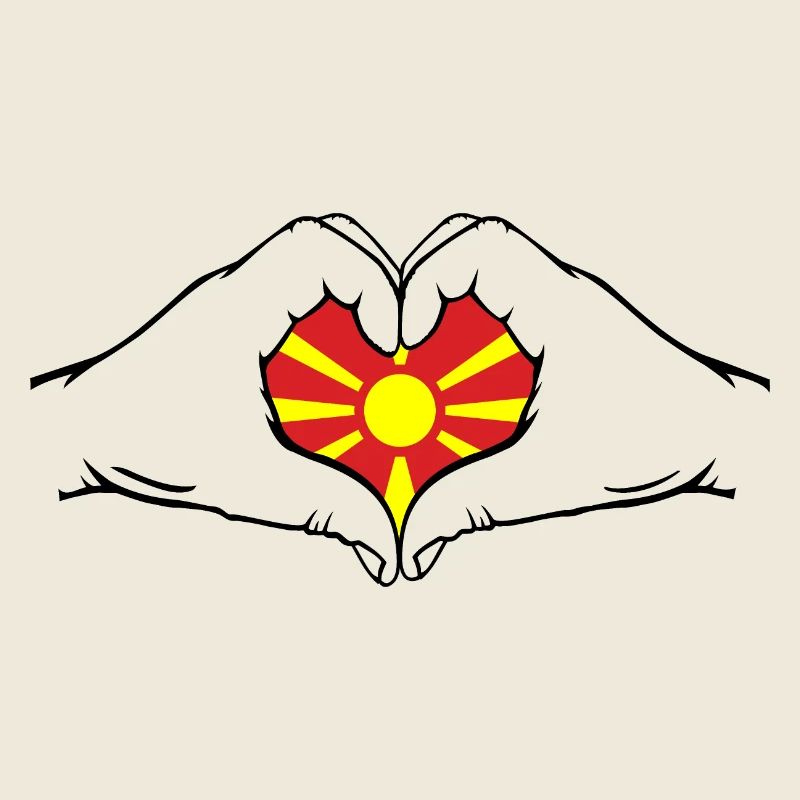Macedonia Flag Hands Heart Shape