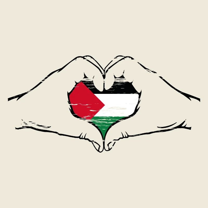 Drapeau de la Palestine en forme de coeur utilisé