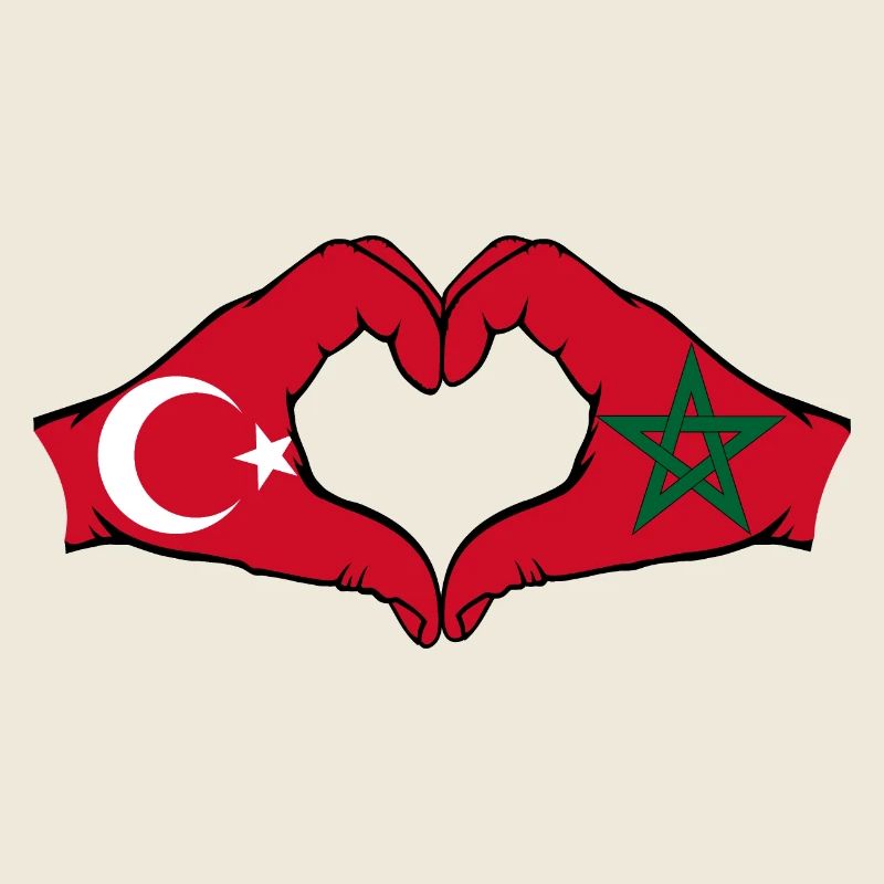 Türkiye Morocco heart shape with hands