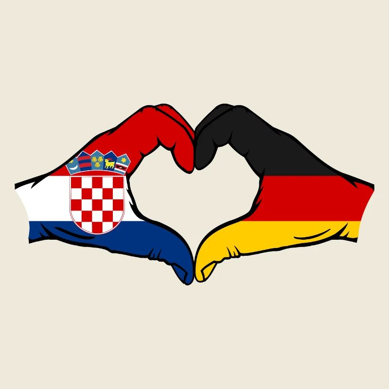 Croatia Germany Heart Shape with Hands