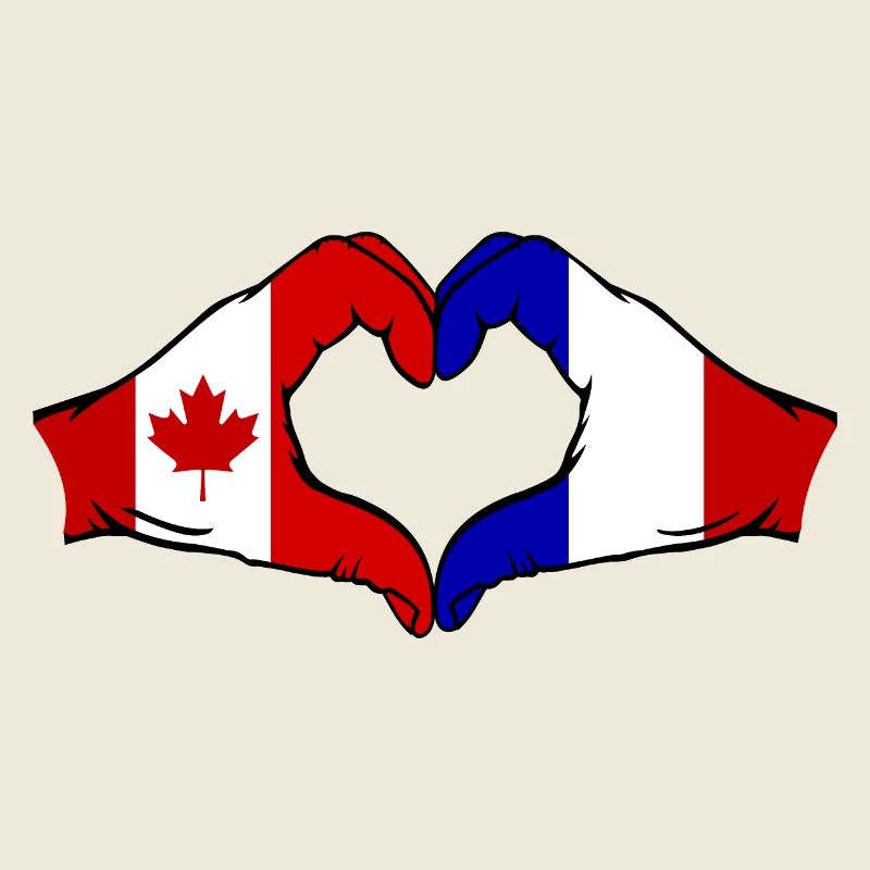 Forme de coeur Canada France avec les mains