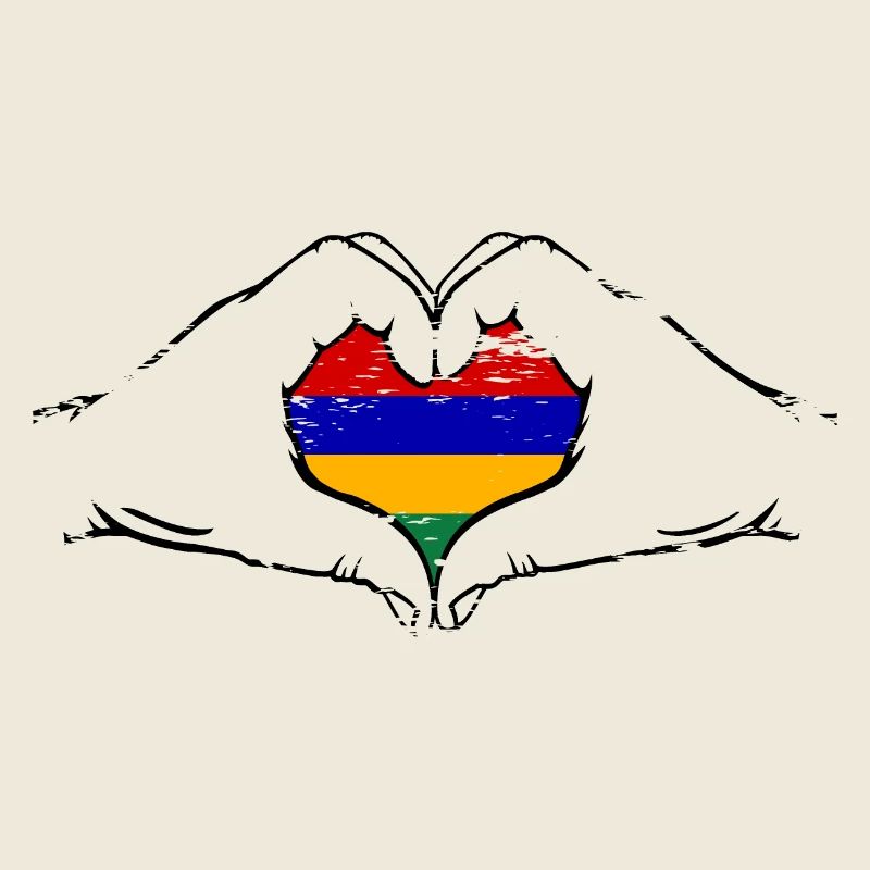 Mauritius Flagge Hände Herzform used