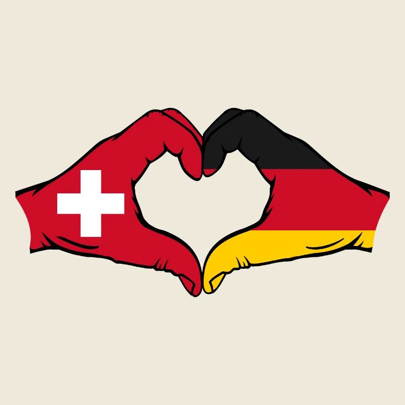 Suisse Allemagne Drapeau Mains Coeur Forme