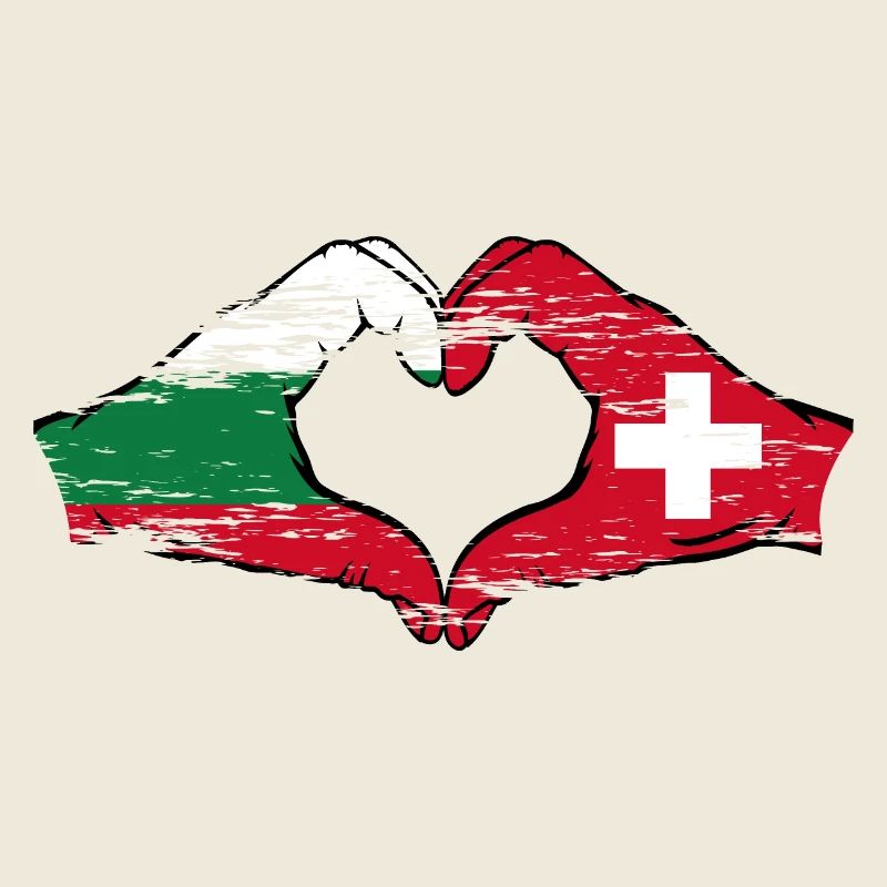 Bulgarie Suisse Drapeau Mains Coeur Forme Utilisé
