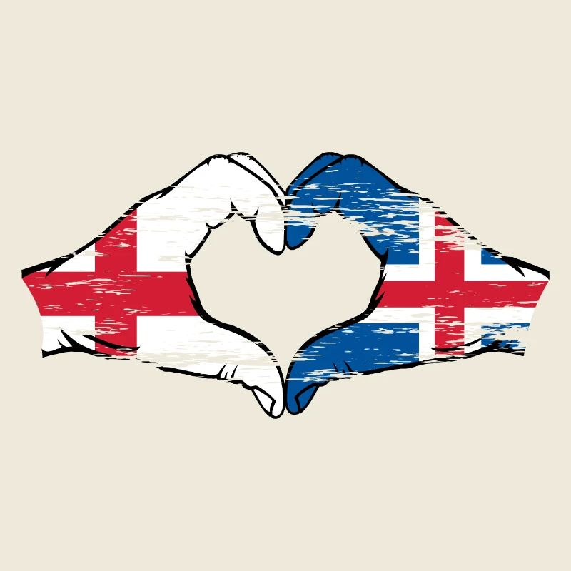 Angleterre Islande drapeau mains forme coeur utilisé