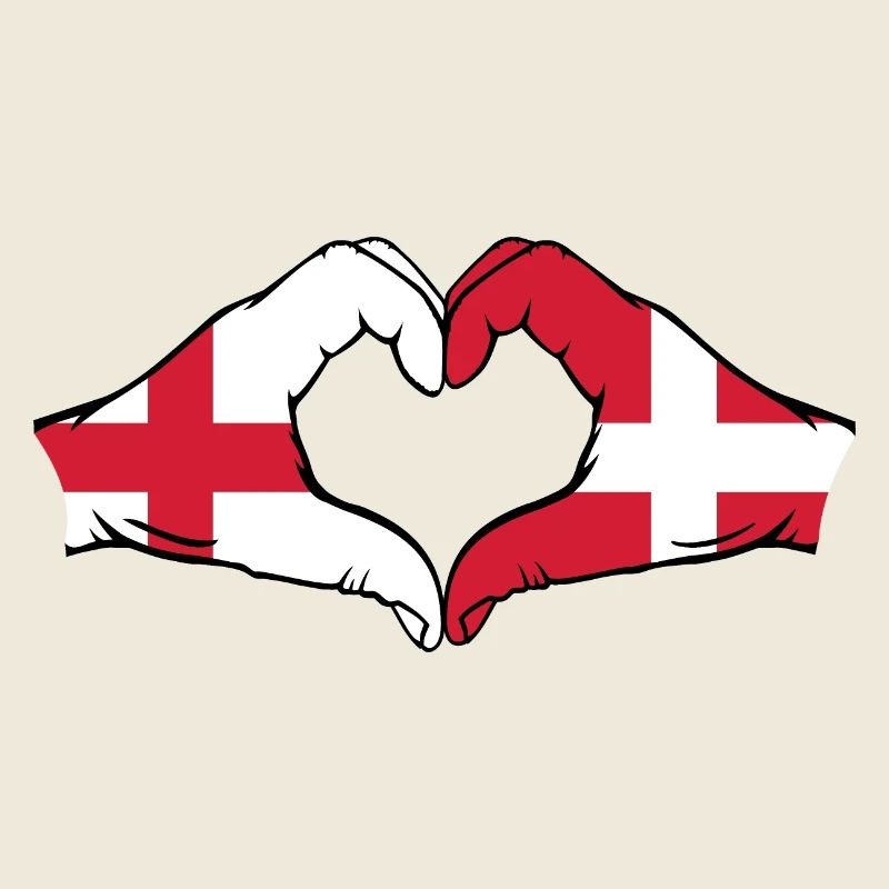 England Denmark Flag Hands Heart Shape