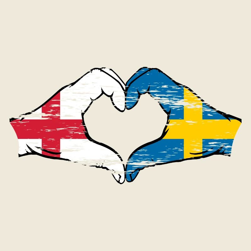 Angleterre Suède drapeau mains forme coeur utilisé