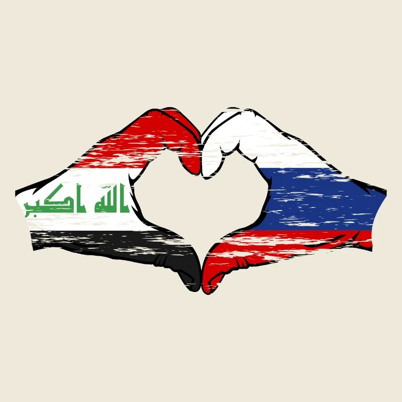Irak Russland Flagge Hände Herzform