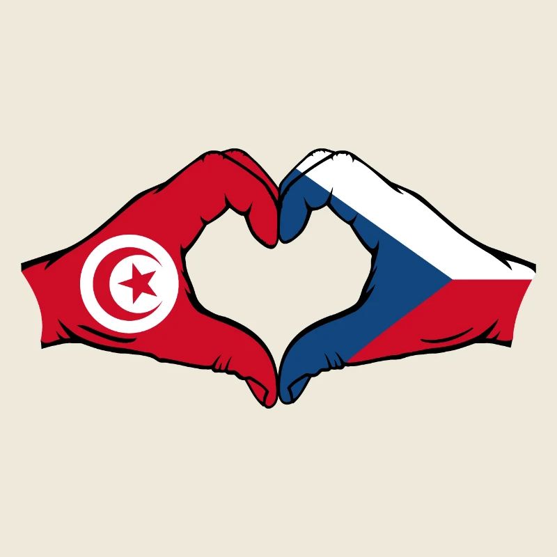 Tunisie République tchèque drapeau coeur