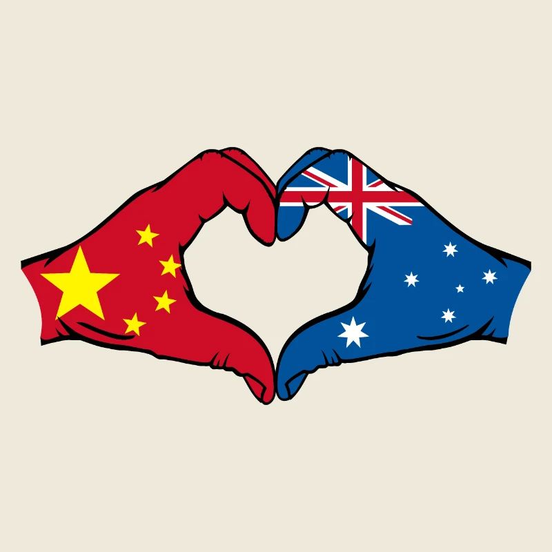 Forme de coeur du drapeau de la Chine et de l’Australie