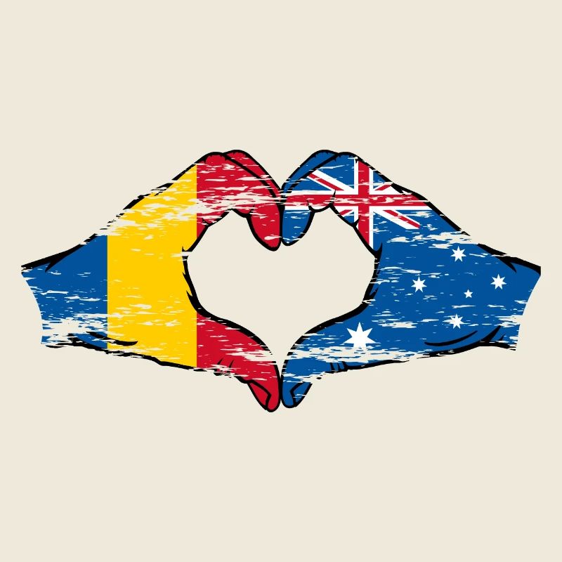Rumänien Australien Flagge Herzform used
