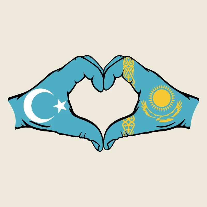 Ouïghours Kazakhstan drapeau mains forme coeur