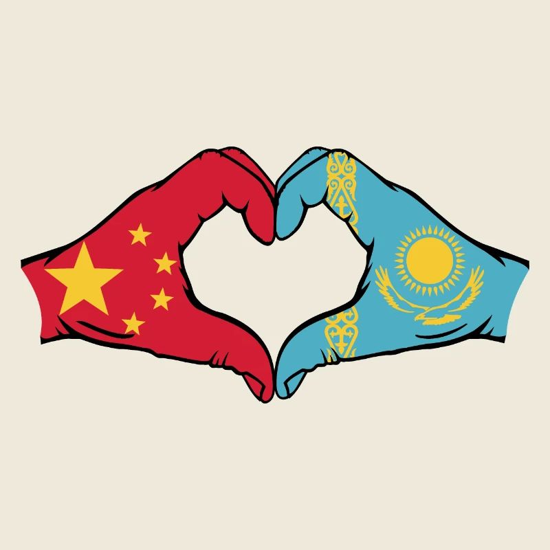 China Kasachstan Flagge Hände Herzform
