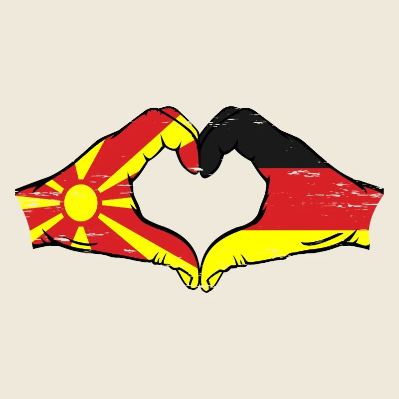 Macédoine, Allemagne, drapeau, mains, forme de coeur utilisé