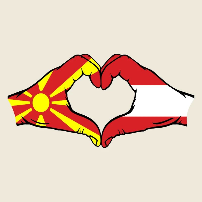 Macédoine Autriche Drapeau Mains Coeur Forme