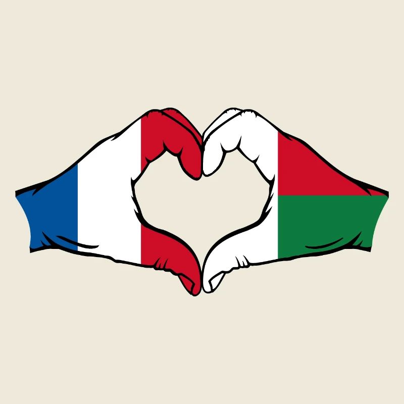 France Madagascar Drapeau Mains Coeur
