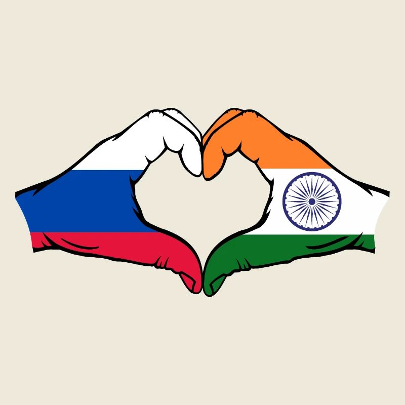 Russia India hands heart shape
