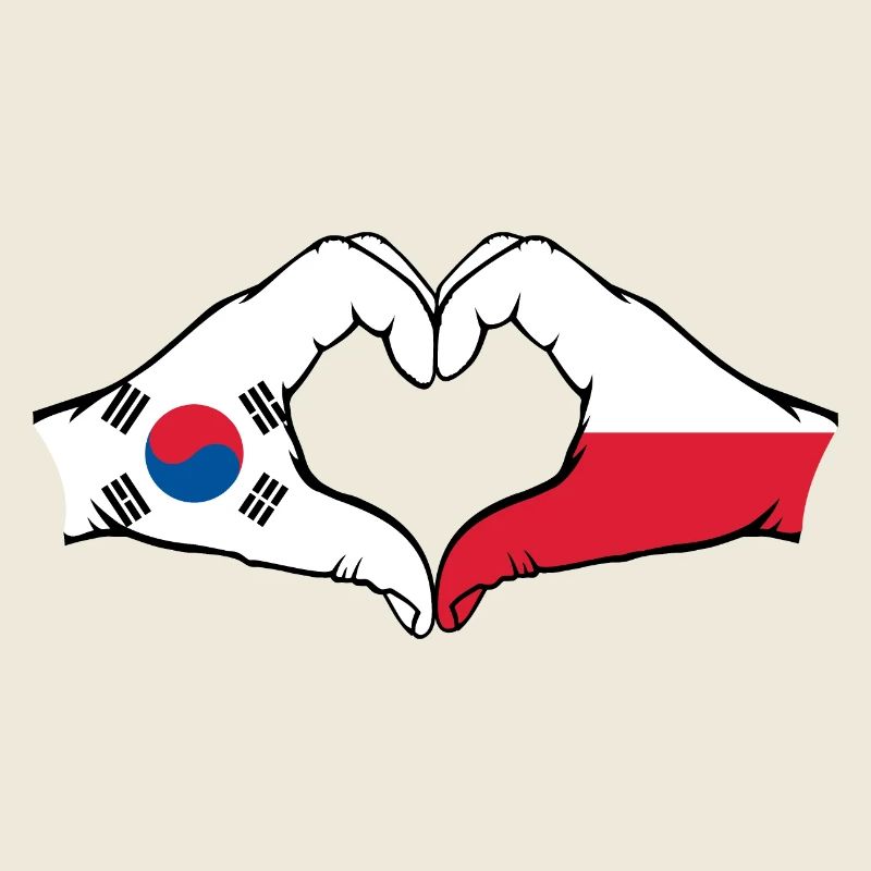 Corée du Sud Pologne Mains Coeur Forme