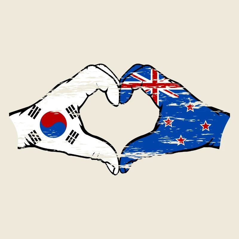 Corée du Sud Nouvelle-Zélande mains forme de coeur utilisé