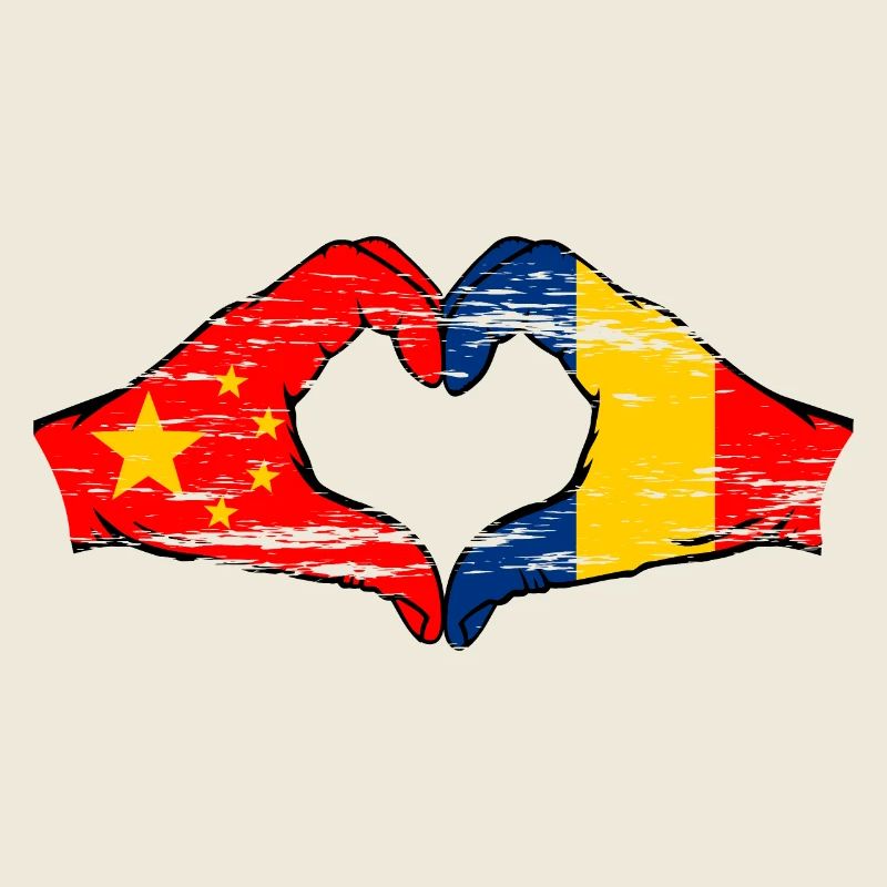 Chine Drapeau Roumanie forme de coeur utilisé