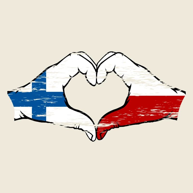 Finland Poland Flag Heart Shape Used