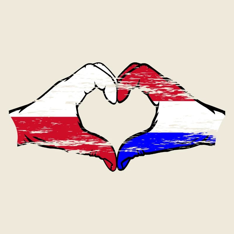 Pologne Hollande drapeau forme de coeur utilisé