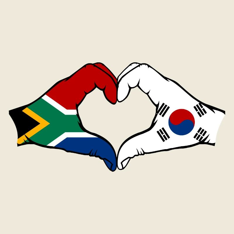 Afrique du Sud Corée du Sud Drapeau Mains Coeur Forme