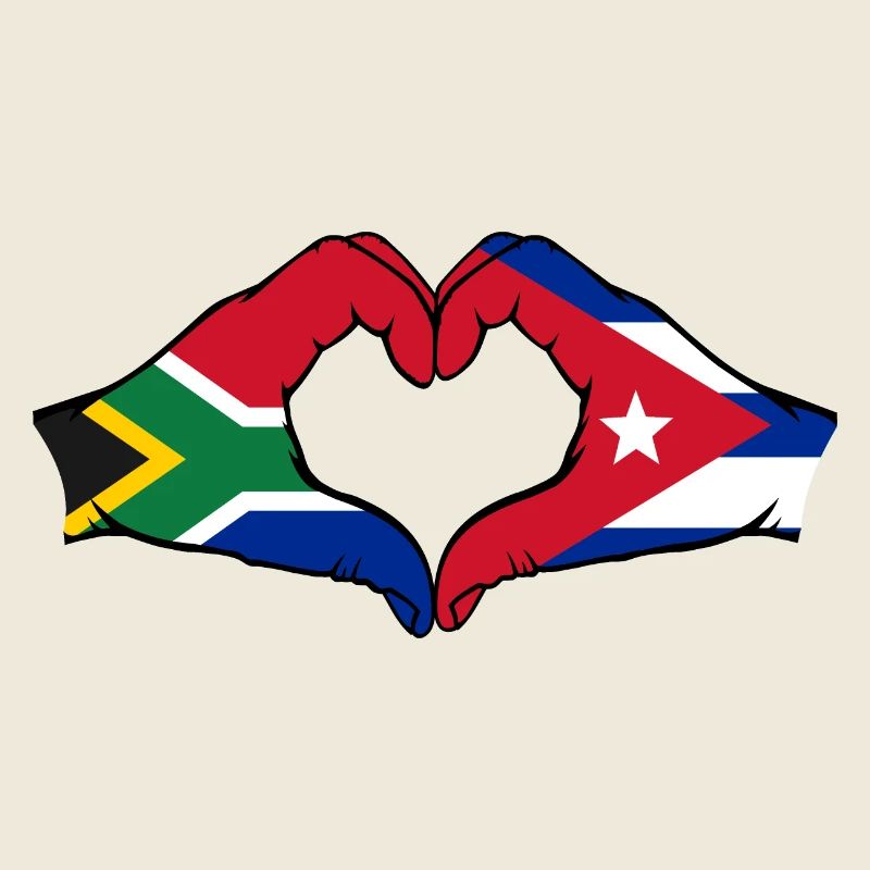Afrique du Sud Cuba Drapeau Mains Coeur Forme