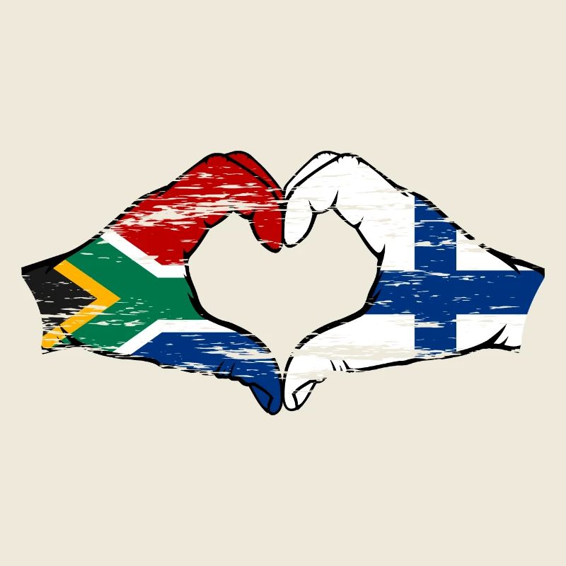 Afrique du Sud Finlande Drapeau Mains Coeur Forme Utilisé