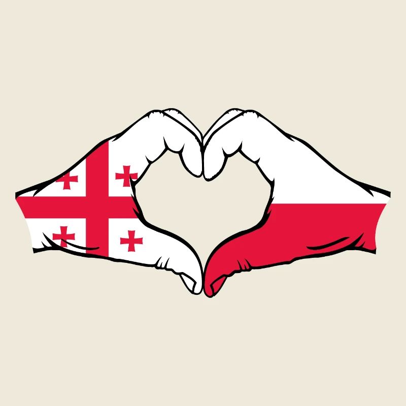 Georgien Polen Flagge Hände Herzform
