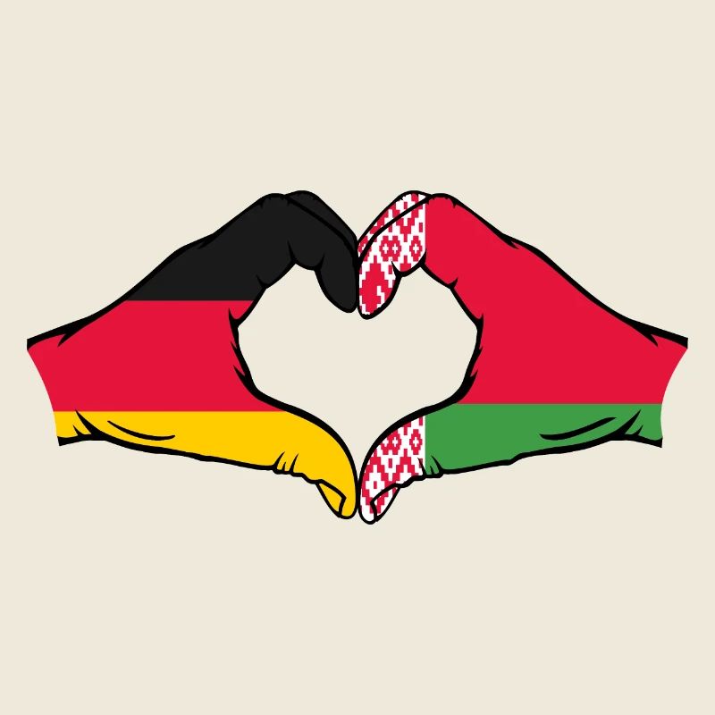 Allemagne Biélorussie drapeau mains coeur forme