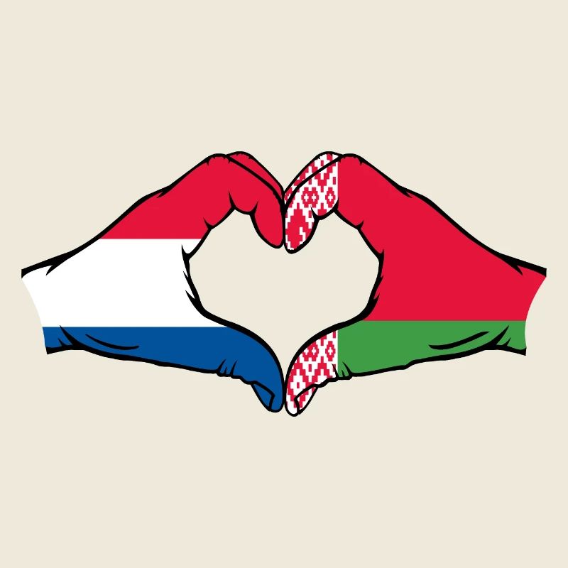 Holland Belarus Flag Hands Heart Shape