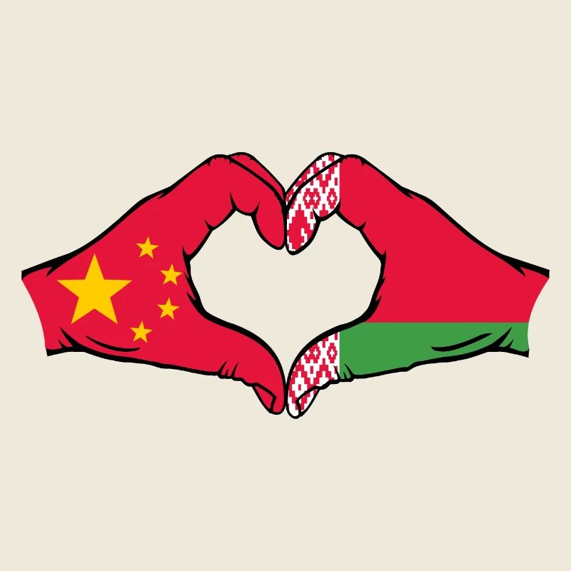 China Belarus Flagge Hände Herzform