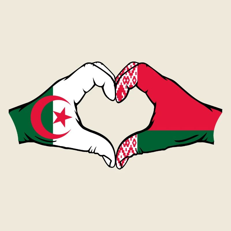 Algérie Biélorussie Drapeau Mains Coeur Forme