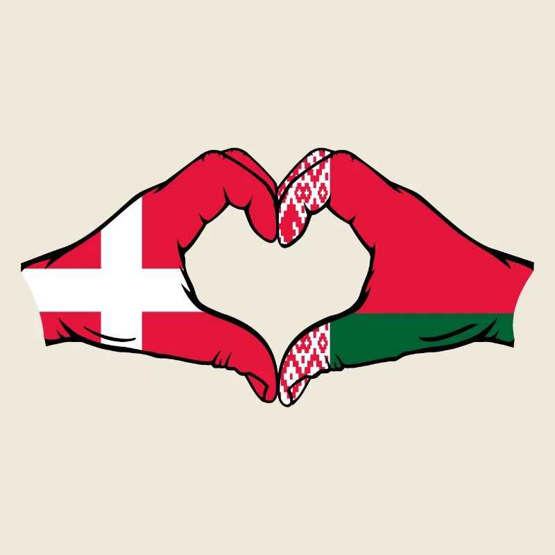 Danemark Biélorussie Drapeau Mains Coeur Forme